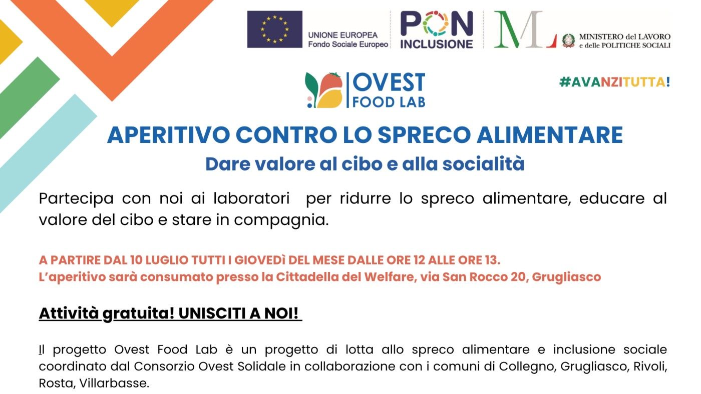 OVEST FOOD LAB: APERITIVO CONTRO LO SPRECO ALIMENTARE TUTTI I GIOVEDÌ DEL MESE